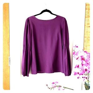 Fendi puff sleeve purple silk blouse